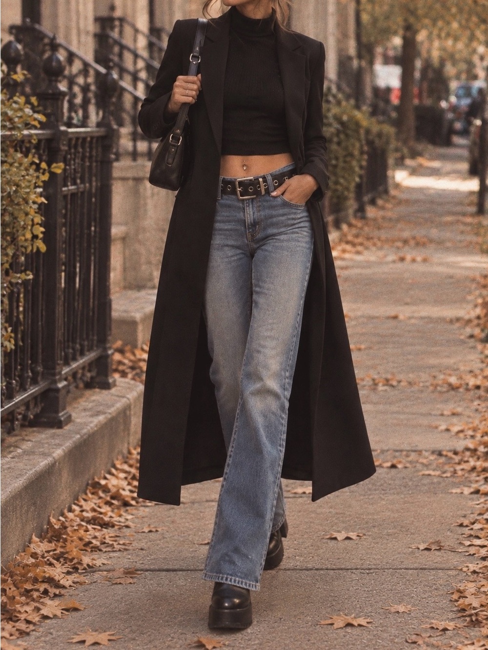 NWT Vtg 90s Y2K The Limited Stretch Belted Duster Maxi Coat Jacket Black Small